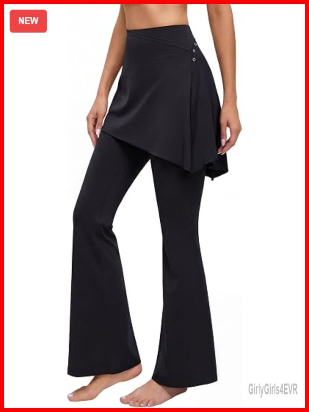 High Waisted Flare Leggings with Detachable Skirt 2-in-1 Yoga Pants
